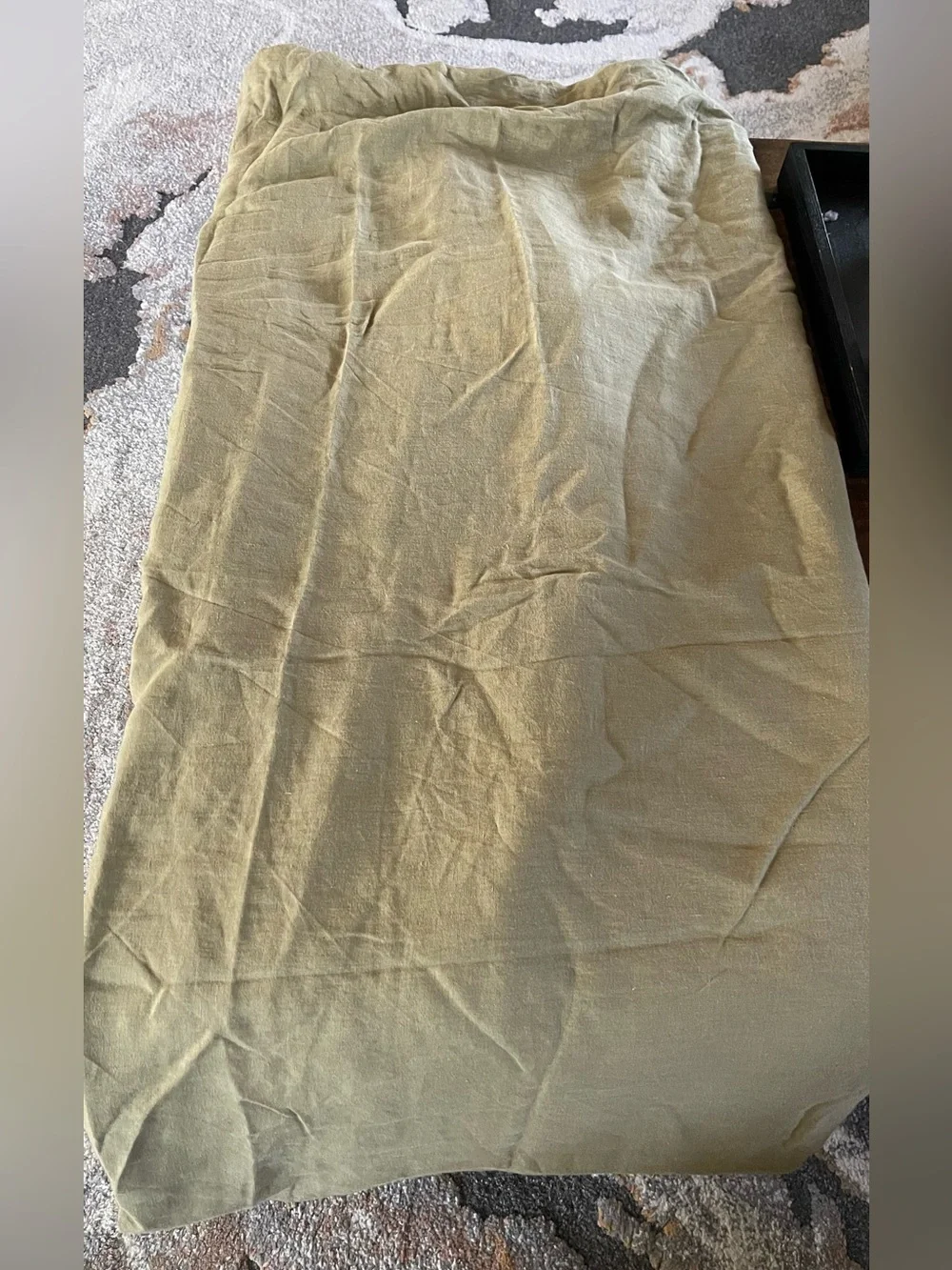 Quince European Linen 1 Piece Duvet Cover, Full/Queen (Aloe)